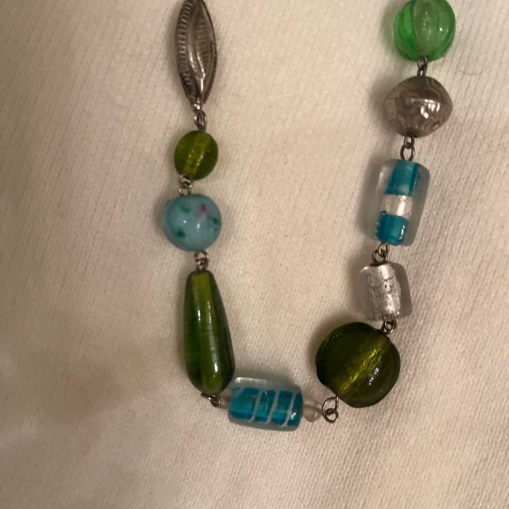 Green and Blue Glass Beaded Necklace